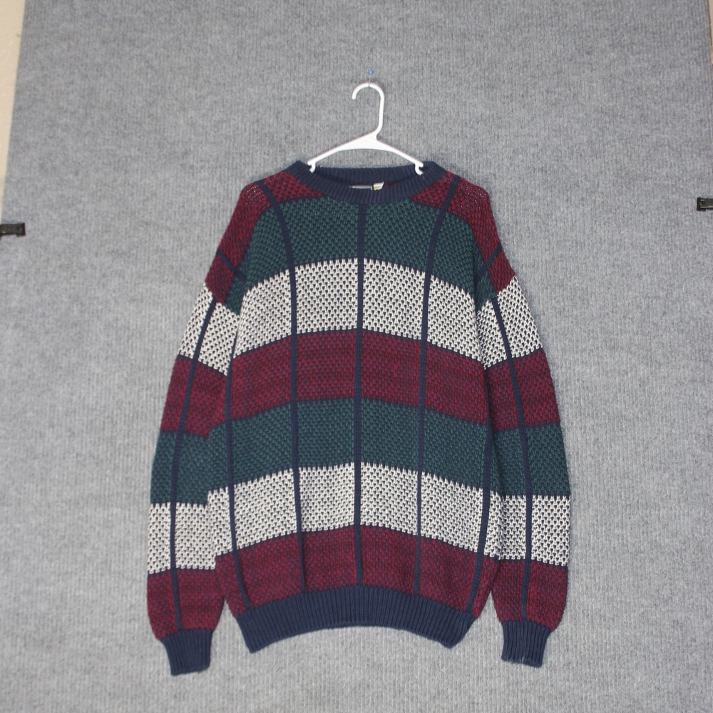 Vintage‎ Court House Square Sweater Mens L Multi Color Striped Knit Made in USA